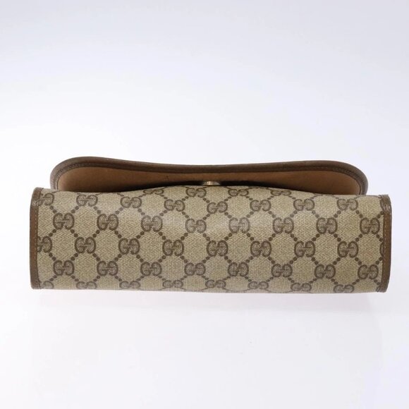 GUCCI GG Supreme Web Sherry Line Clutch Bag PVC Beige Gold 89 01 030 Auth 141030 - Picture 7 of 16